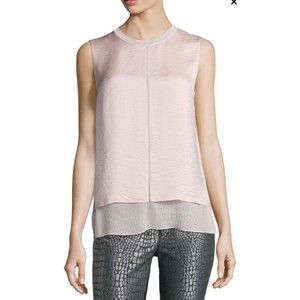 VINCE. Pinko Layered Sleeveless Silk Blouse
